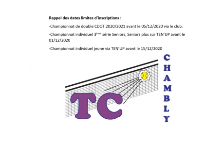 Rappel des dates limites d'inscriptions CDOT