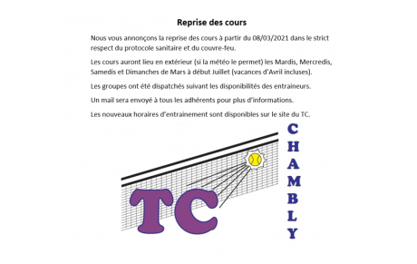 Reprise des cours en Mars